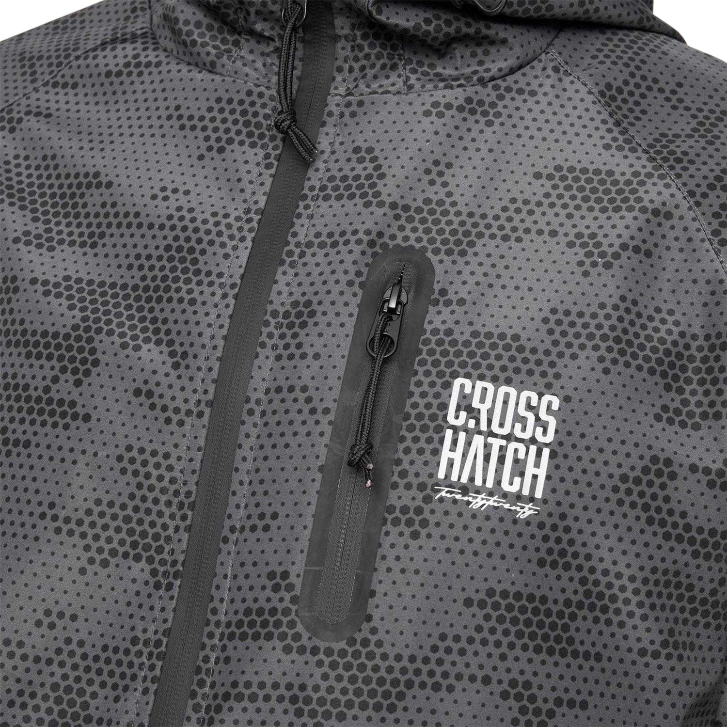 Black - Side - Crosshatch Mens Janscore All-Over Print Polyester Hooded Jacket
