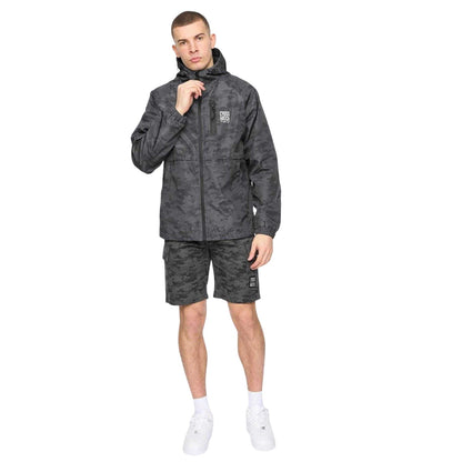 Black - Lifestyle - Crosshatch Mens Janscore All-Over Print Polyester Hooded Jacket