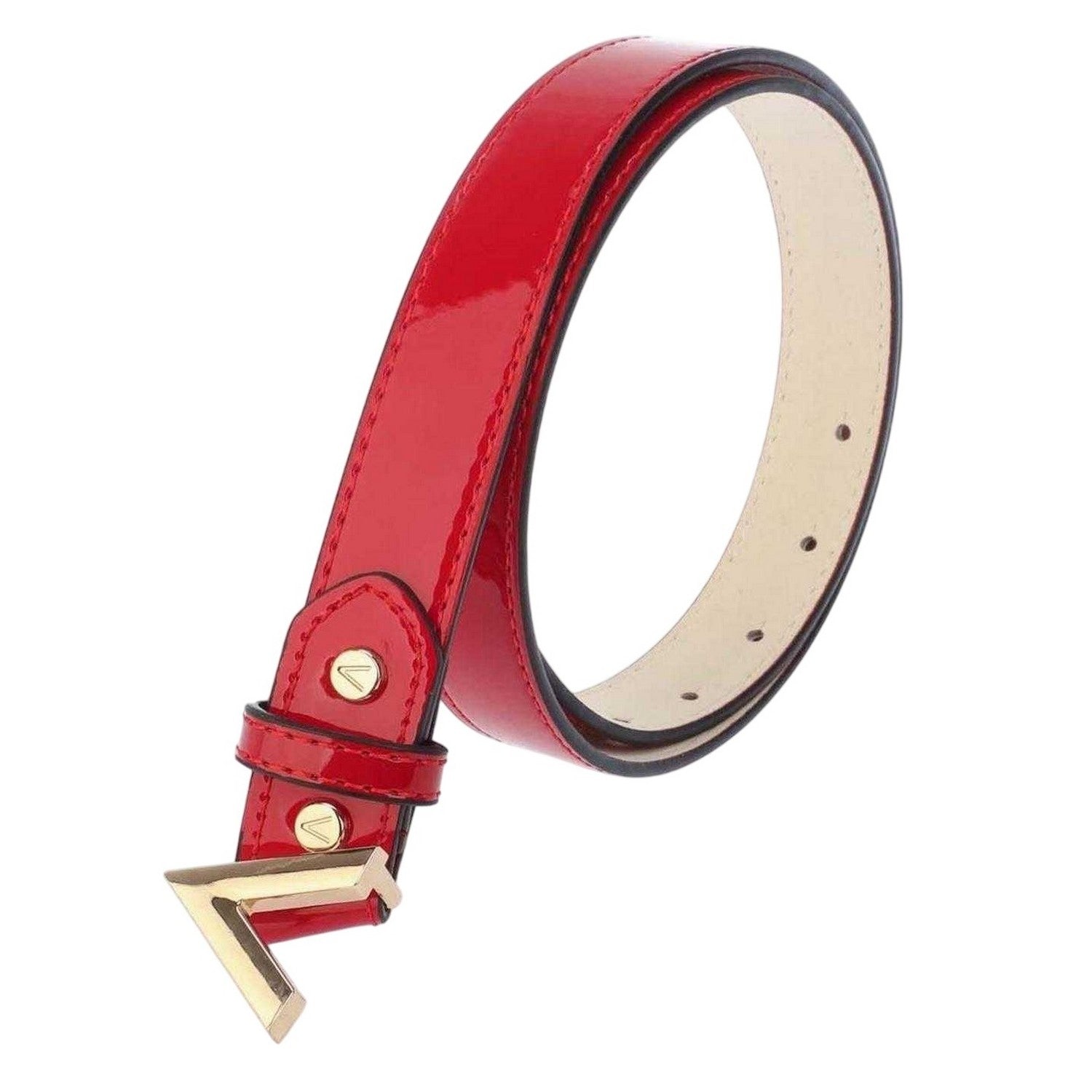 Red - Back - Valentino Patent Leather Belt