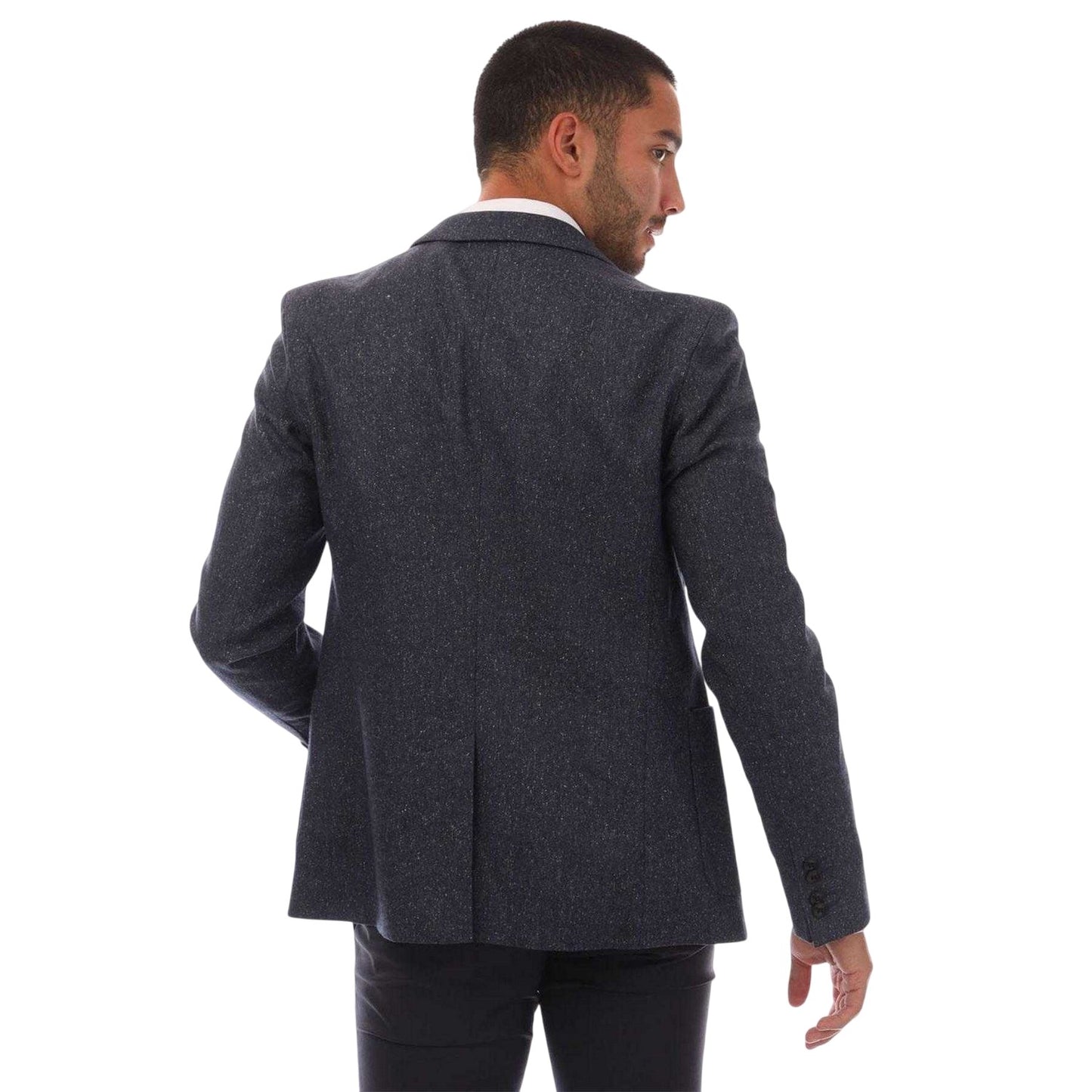 Dark Blue - Back - Hugo Mens Speckle Slim Blazer