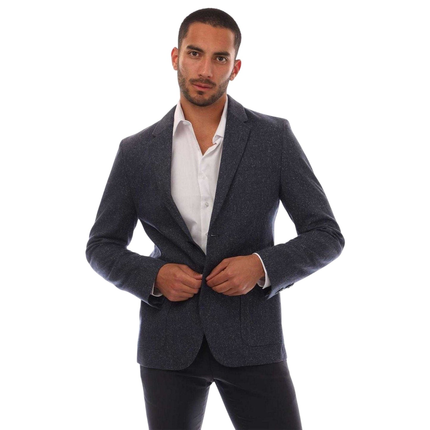 Dark Blue - Front - Hugo Mens Speckle Slim Blazer