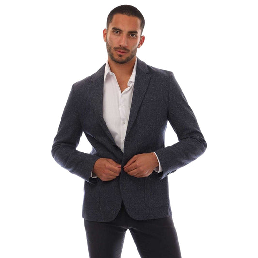 Dark Blue - Front - Hugo Mens Speckle Slim Blazer
