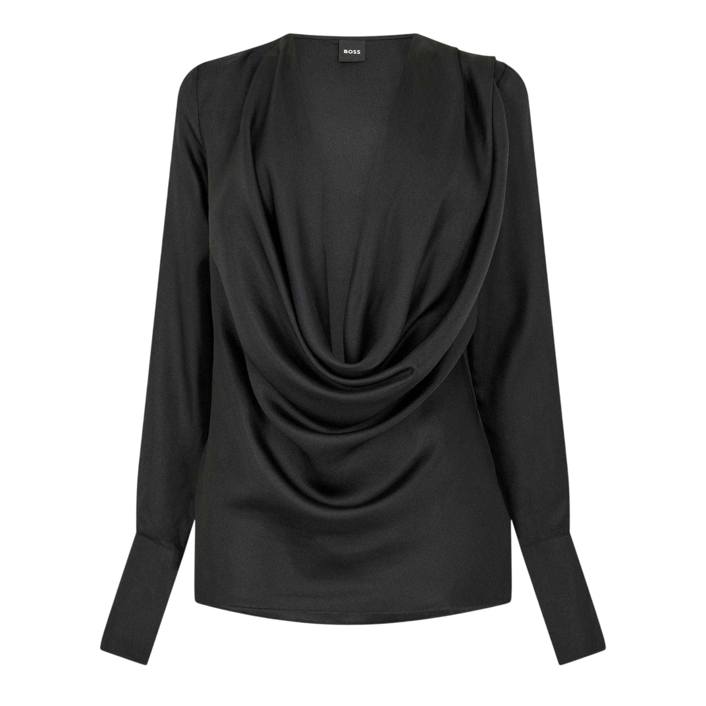 Black - Front - Boss Womens-Ladies Satin Cowl Neck Blouse