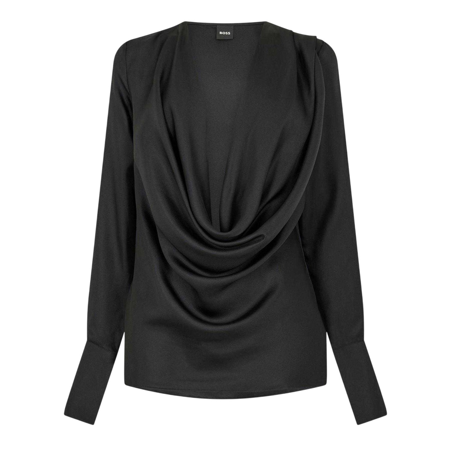 Black - Front - Boss Womens-Ladies Satin Cowl Neck Blouse