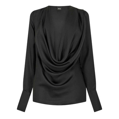 Black - Front - Boss Womens-Ladies Satin Cowl Neck Blouse