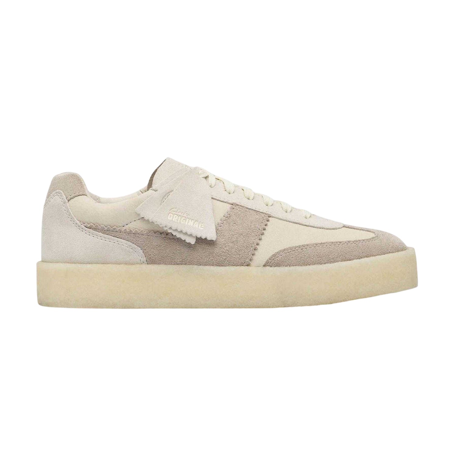 White - Front - Clarks Originals Womens-Ladies Suede Lace Up Trainers