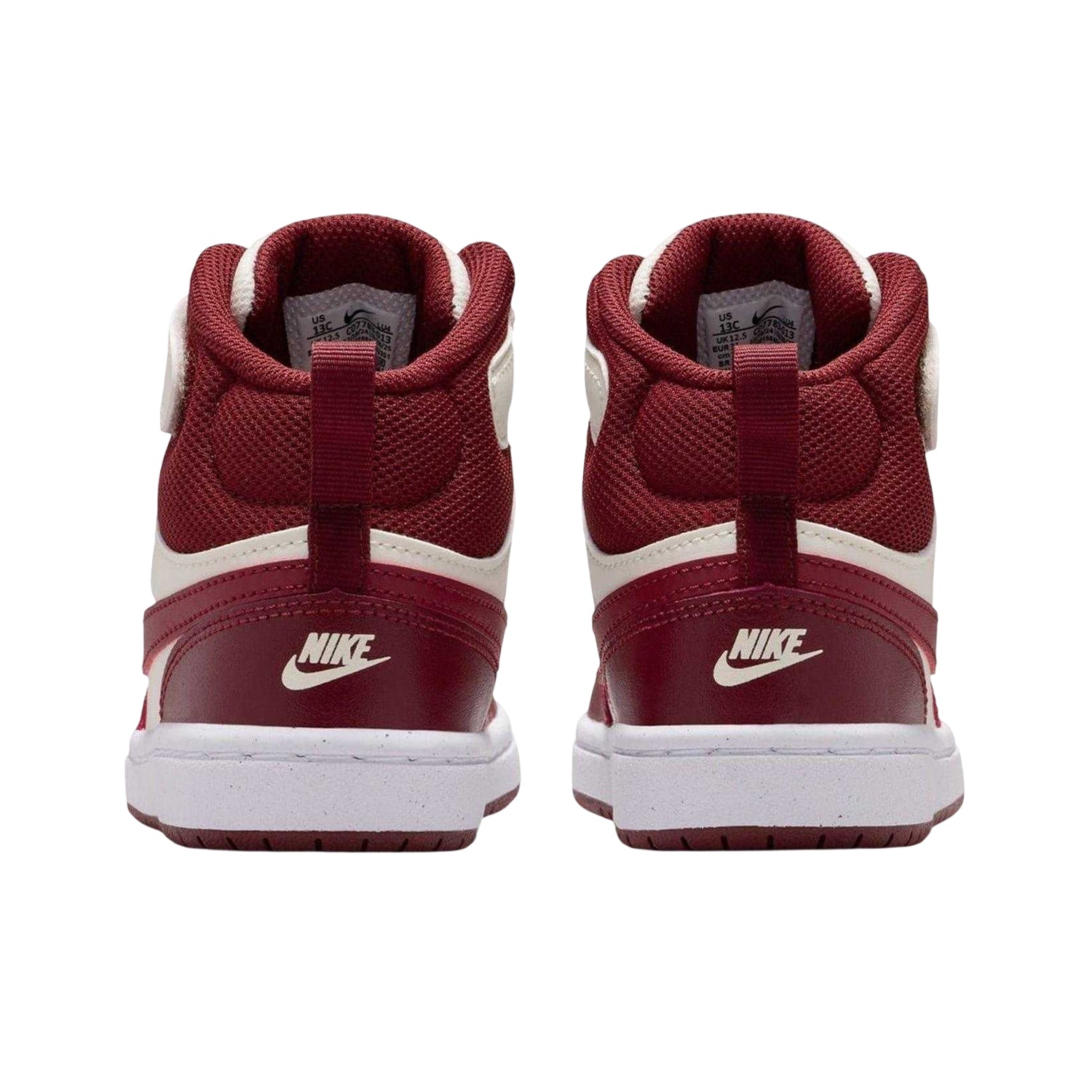 Pearl-Red - Back - Nike Childrens-Kids Court Borough Swoosh Leather High Tops