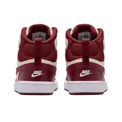 Pearl-Red - Back - Nike Childrens-Kids Court Borough Swoosh Leather High Tops