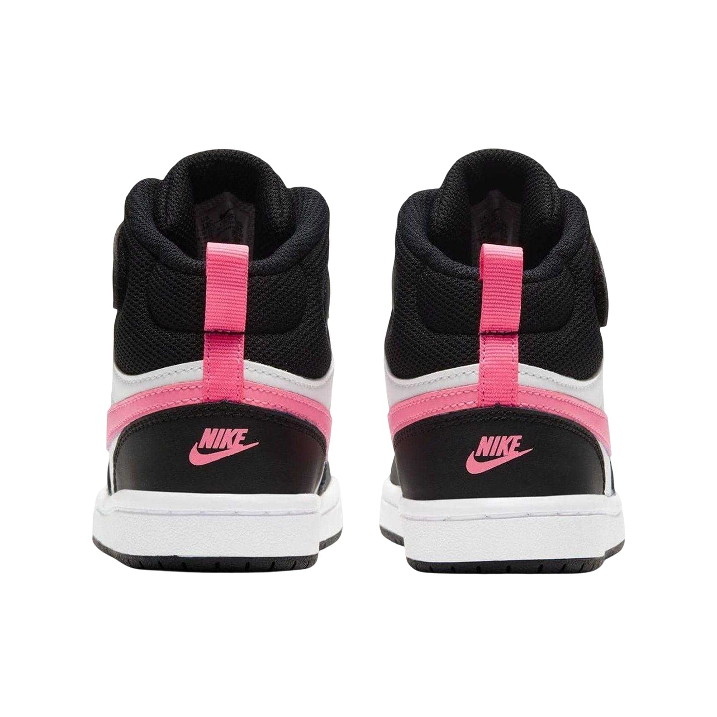 White-Pink-Black - Back - Nike Childrens-Kids Court Borough Swoosh Leather High Tops