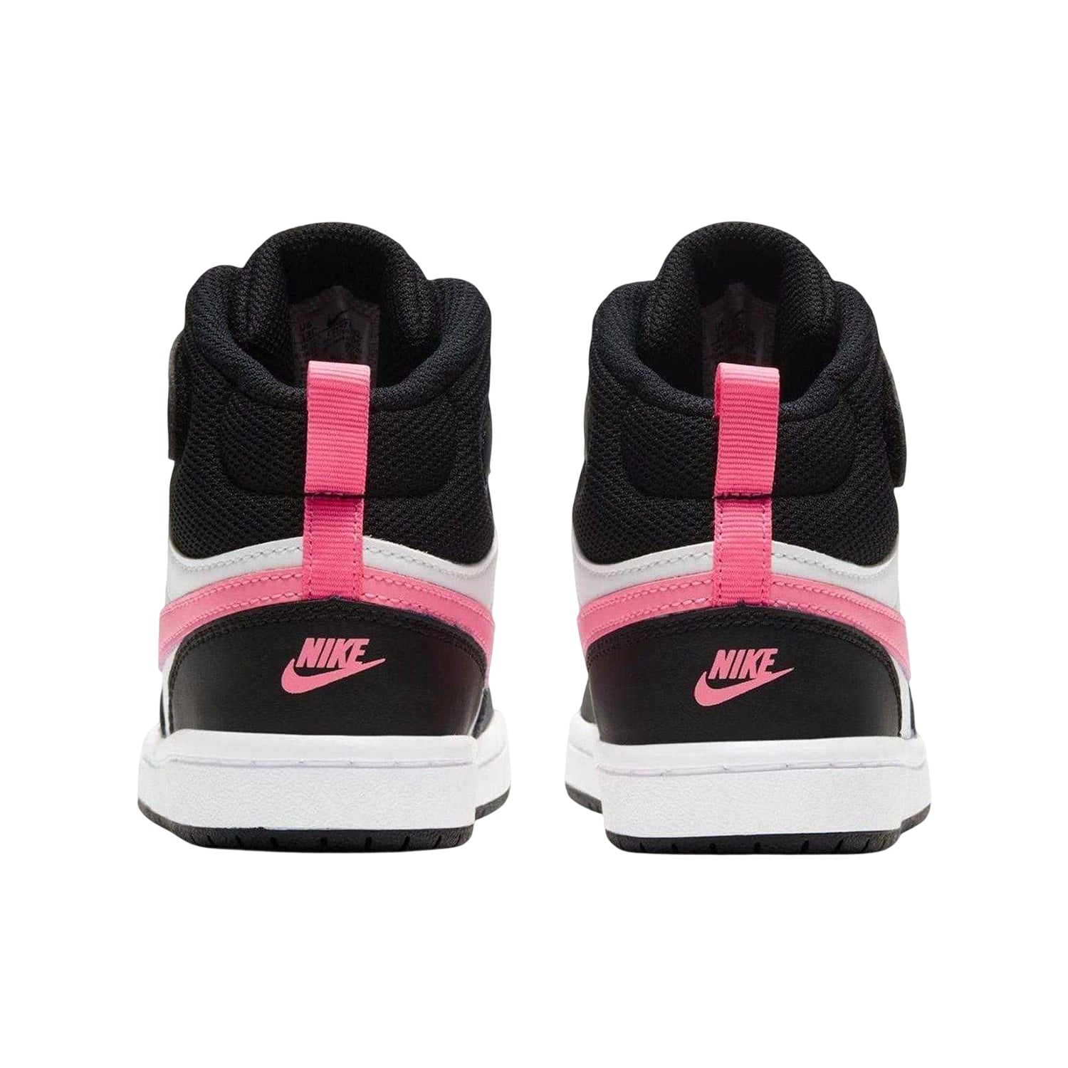 White-Pink-Black - Back - Nike Childrens-Kids Court Borough Swoosh Leather High Tops