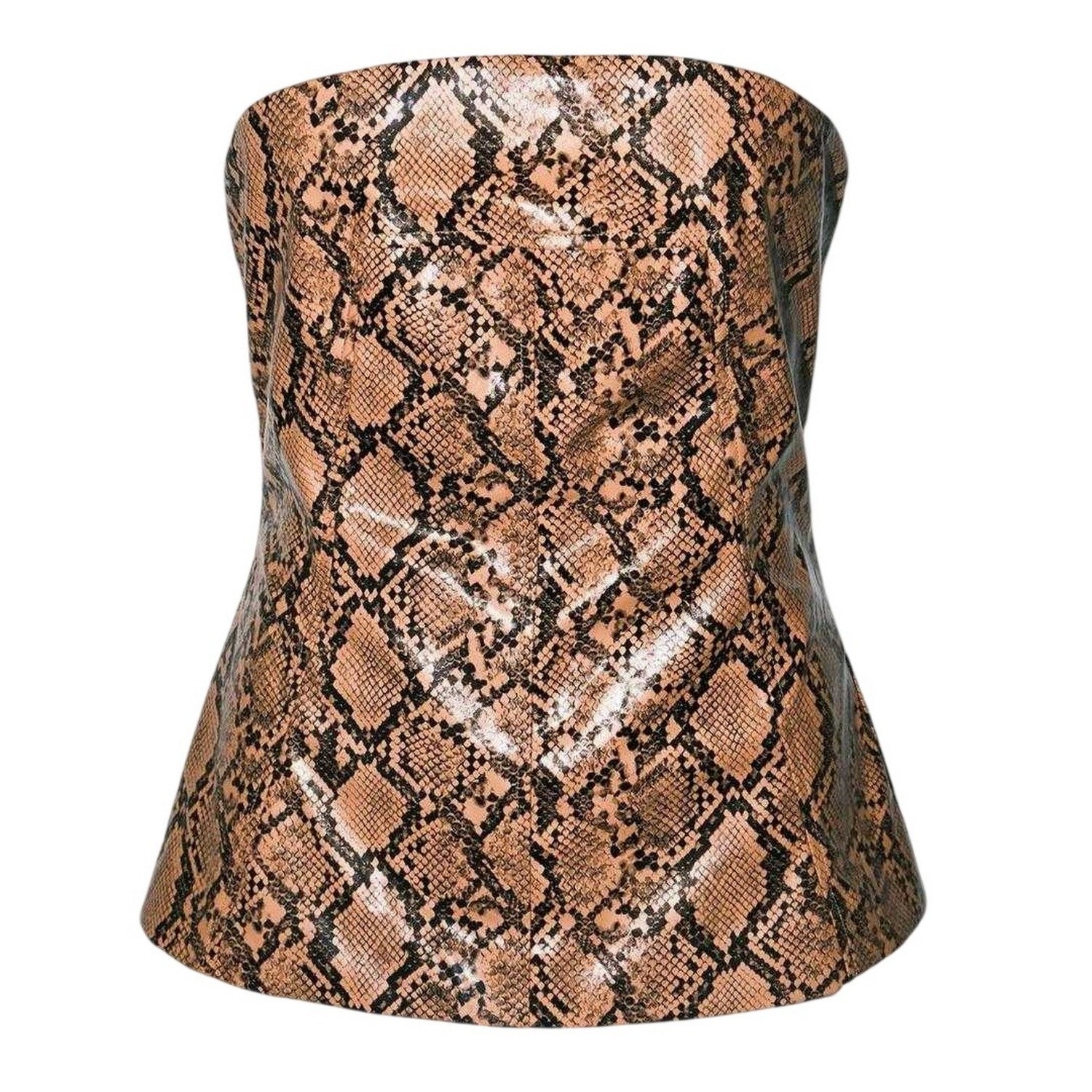 Brown - Front - AmyLynn Womens-Ladies Snake Print Sleeveless Tube Top