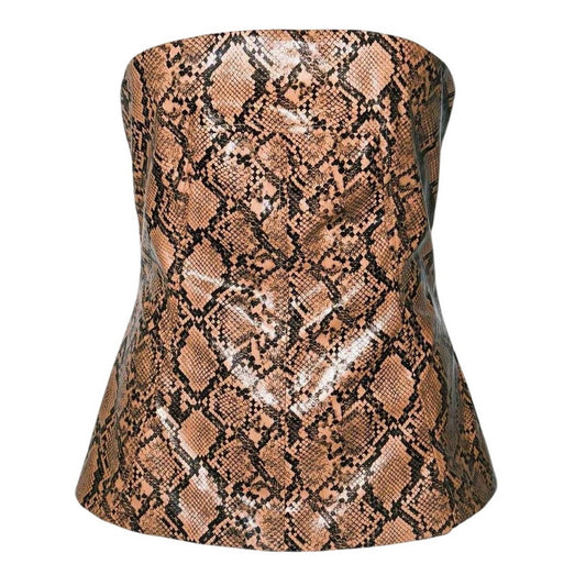 Brown - Front - AmyLynn Womens-Ladies Snake Print Sleeveless Tube Top