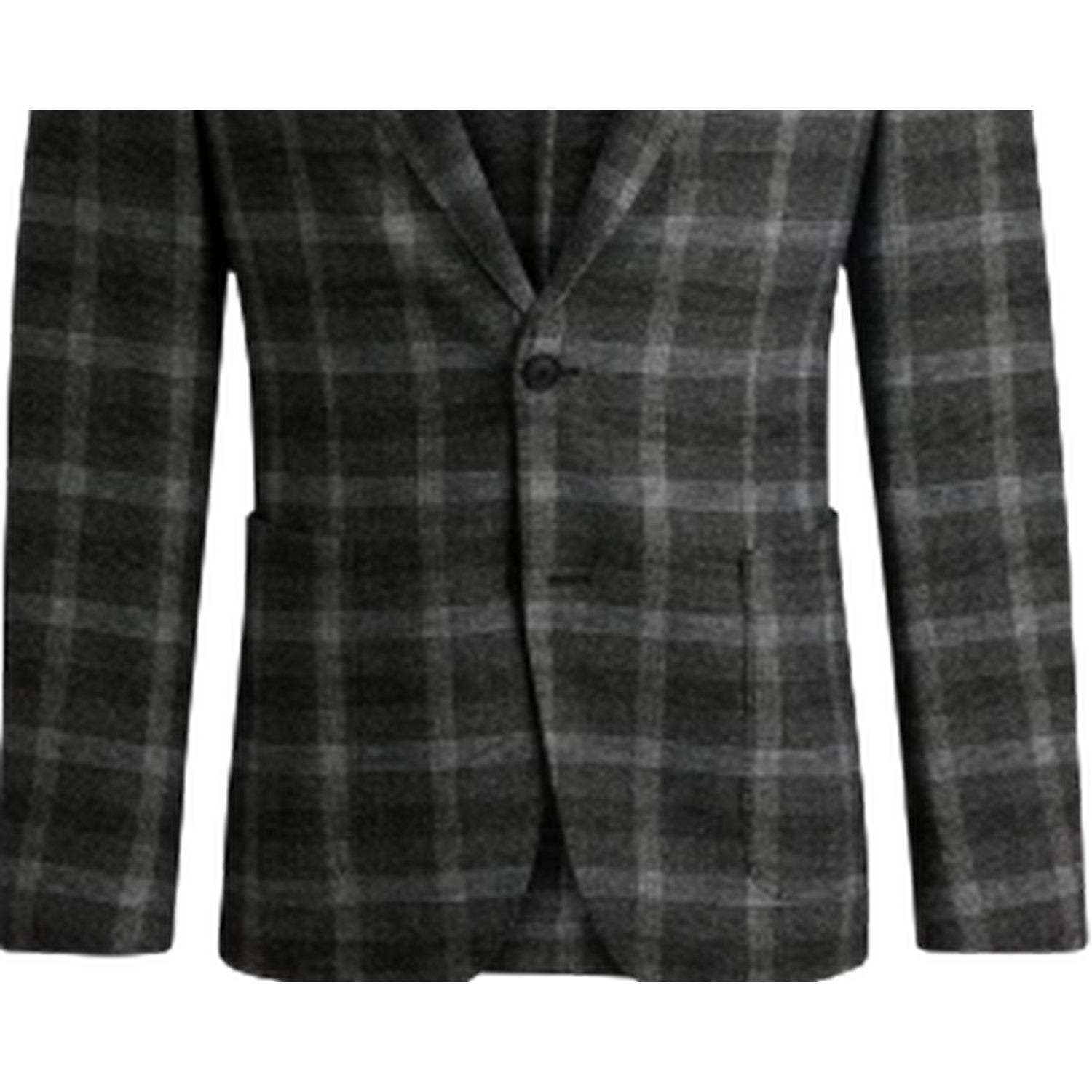 Black - Side - Boss Mens Plaid Notch Neck Blazer