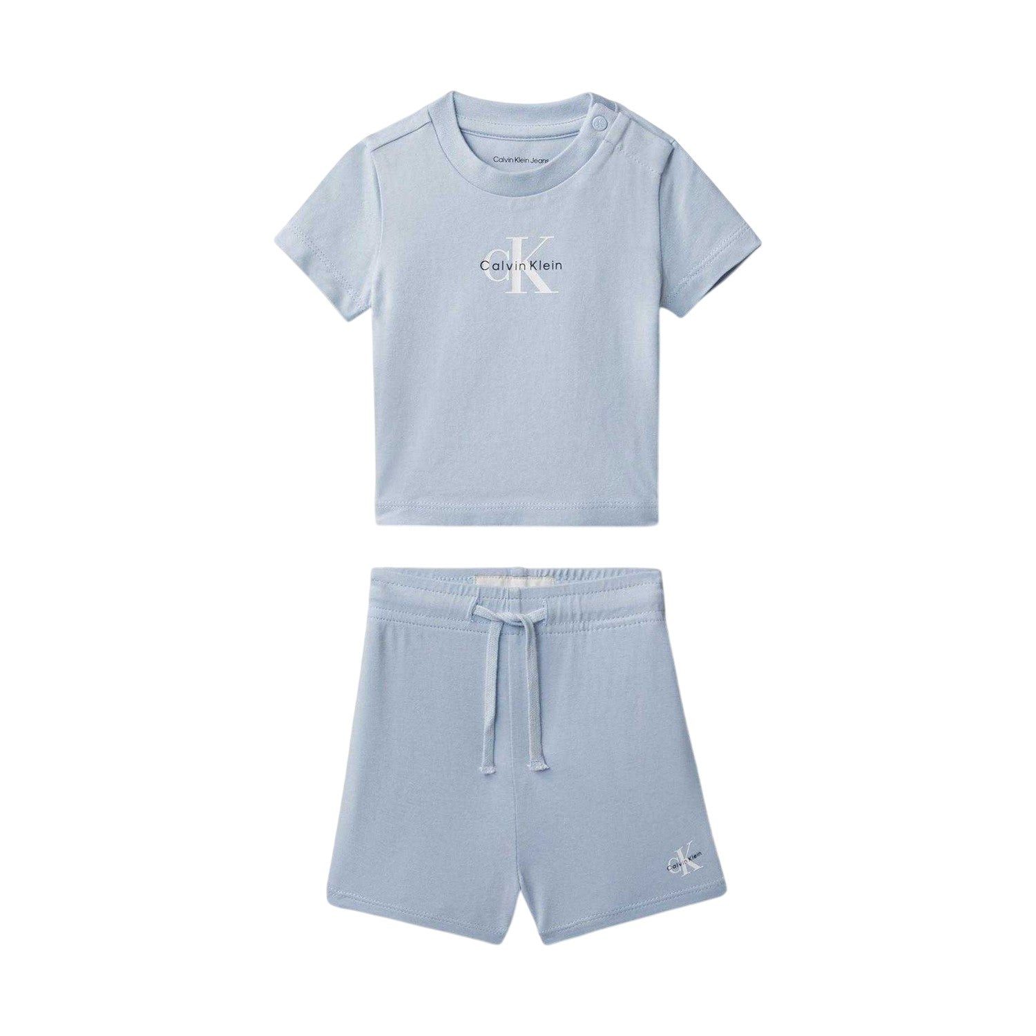 Breezy Blue - Front - Calvin Klein Baby Logo T-Shirt & Shorts Set