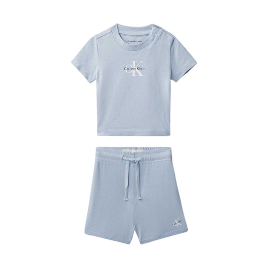 Breezy Blue - Front - Calvin Klein Baby Logo T-Shirt & Shorts Set