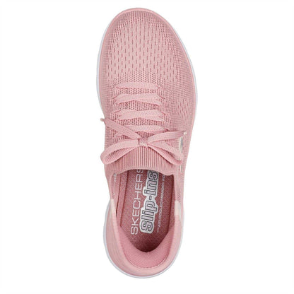 White-Rose - Side - Skechers Womens-Ladies Summits Textured Trainers