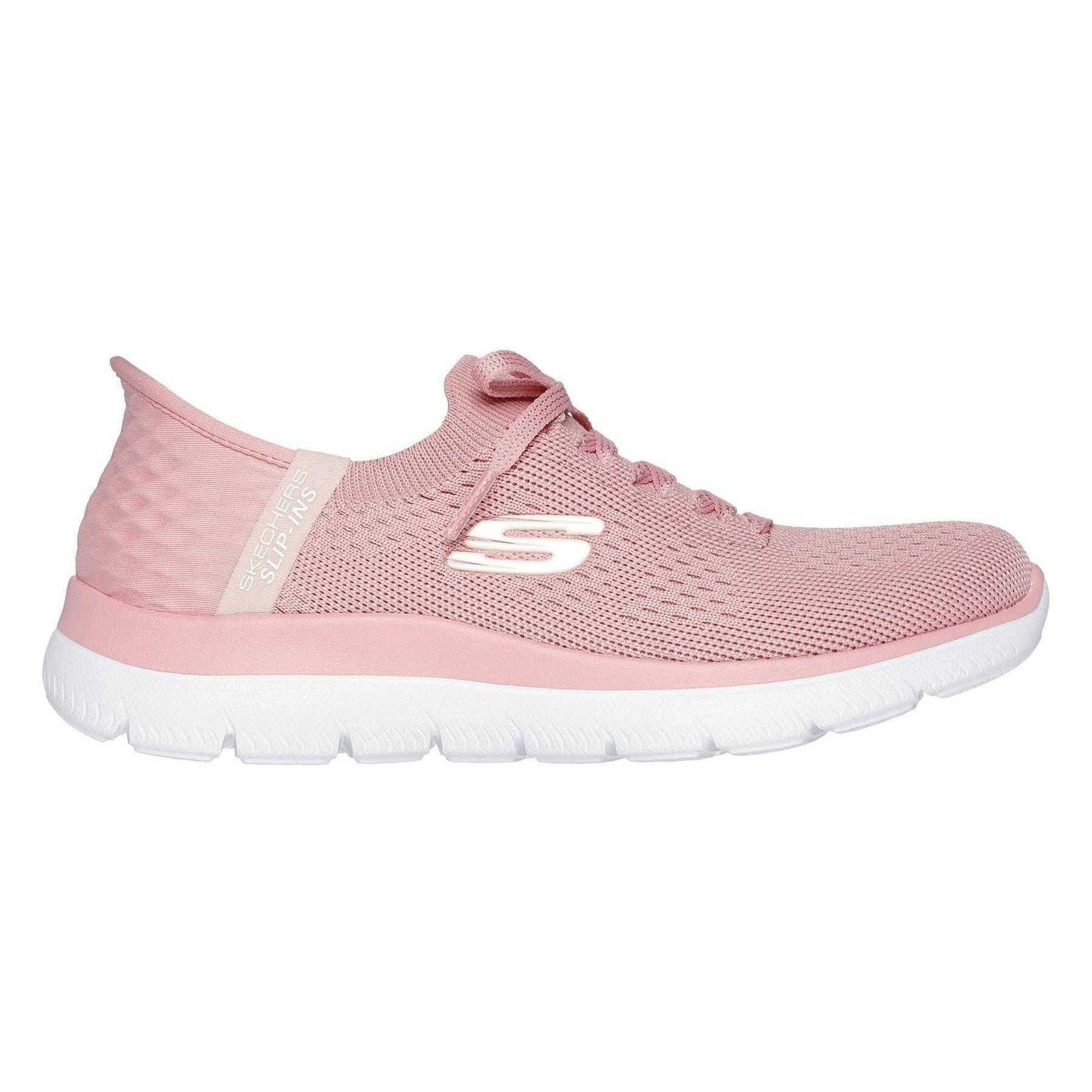 White-Rose - Front - Skechers Womens-Ladies Summits Textured Trainers