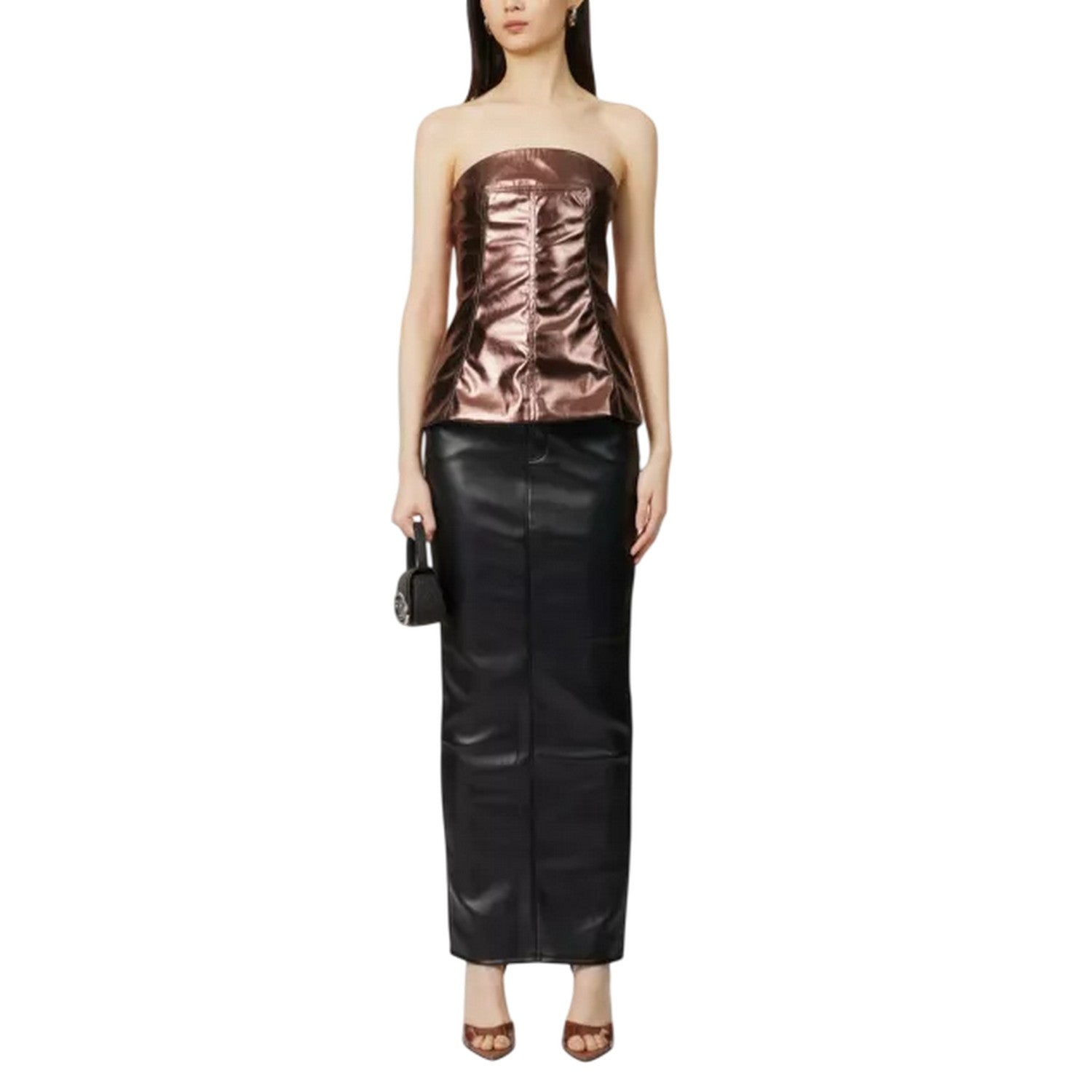 Brown - Lifestyle - AmyLynn Womens-Ladies Johanna Metallic Tube Top