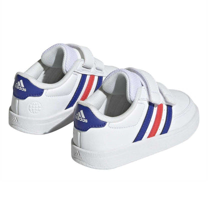 White-Blue-Red - Back - Adidas Childrens-Kids 3 Stripes Trainers