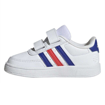 White-Blue-Red - Side - Adidas Childrens-Kids 3 Stripes Trainers