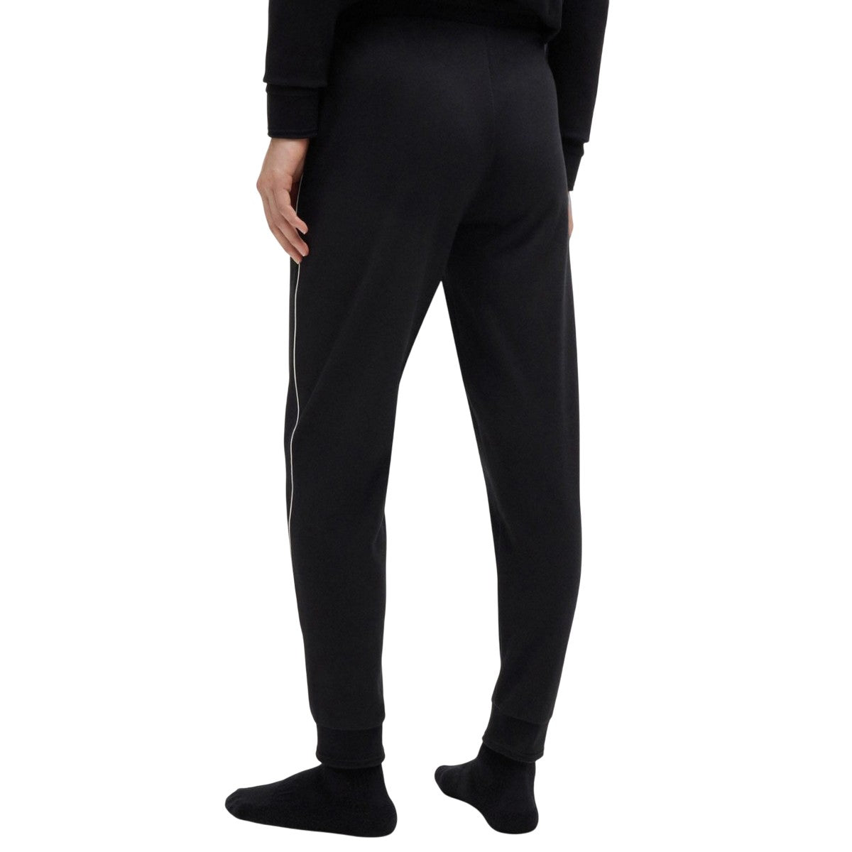 Black - Back - Boss Mens Contrast Piping Tracksuit Bottoms