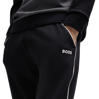 Black - Side - Boss Mens Contrast Piping Tracksuit Bottoms