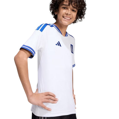 White-Blue - Side - Adidas Childrens-Kids Greece Home 2026 Football Shirt