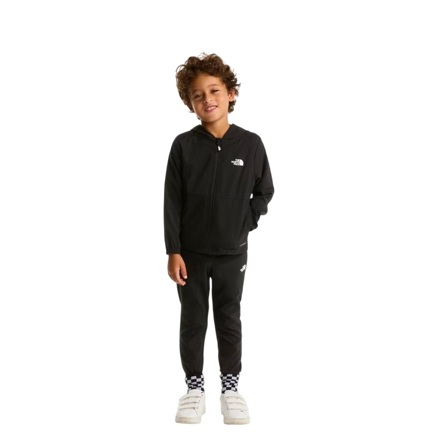 Black - Side - The North Face Childrens-Kids Logo Long-Sleeved Hoodie & Bottom Set