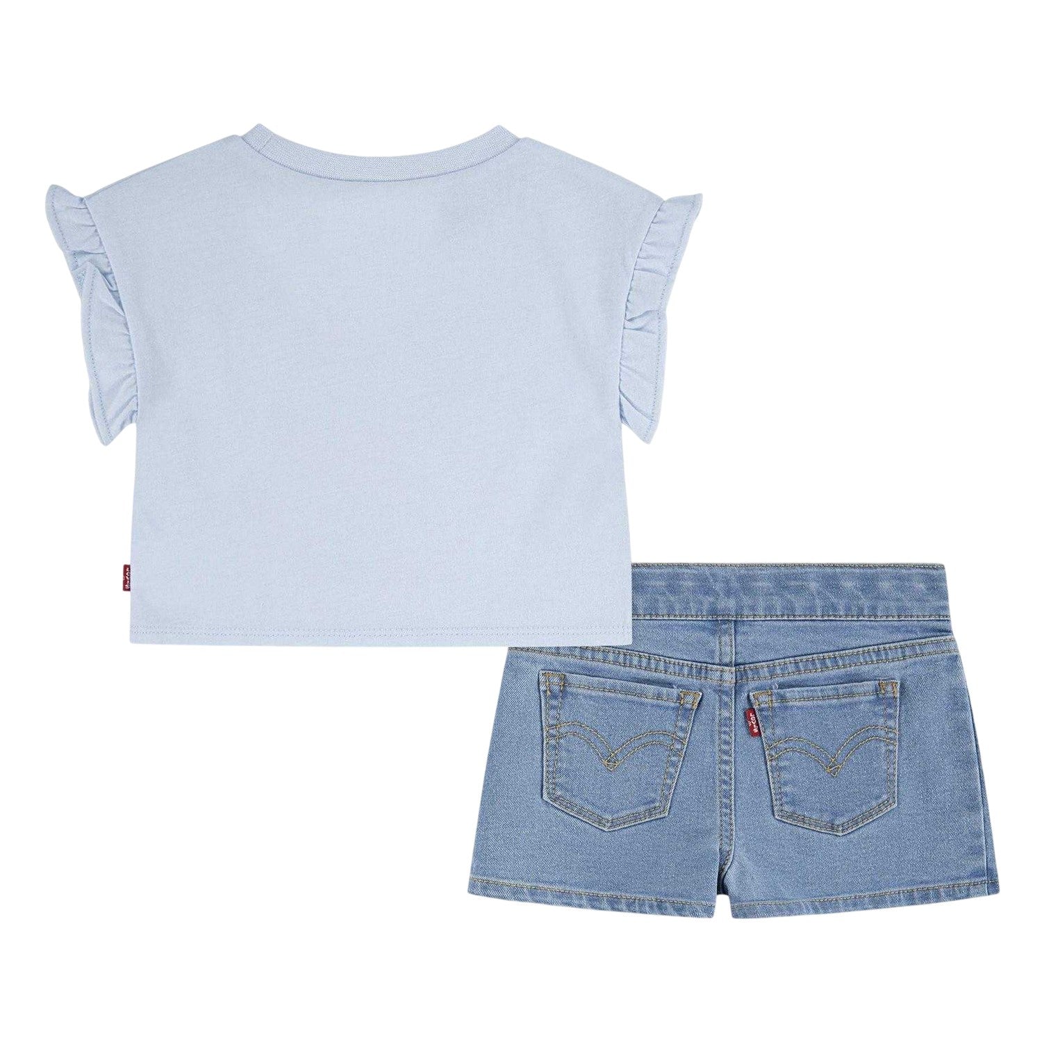 Country Air - Back - Levis Baby Girls Bear Ruffle T-Shirt & Shorts Set