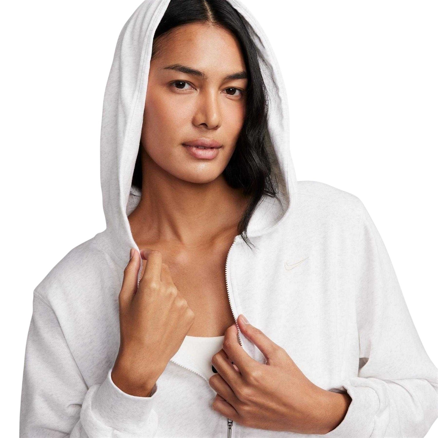 Birch Heather - Side - Nike Womens-Ladies Chill Plain Full Zip Hoodie