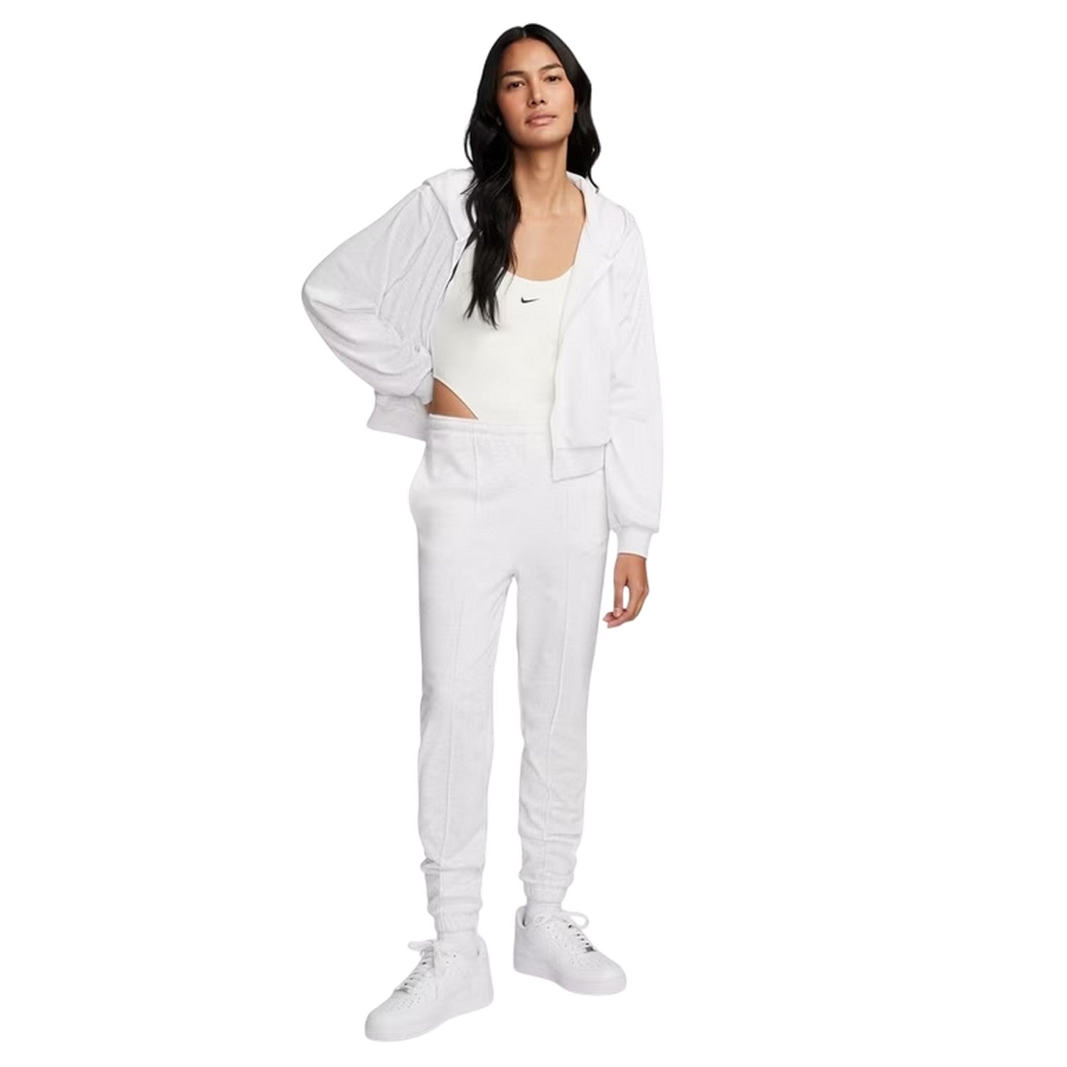 Birch Heather - Pack Shot - Nike Womens-Ladies Chill Plain Full Zip Hoodie