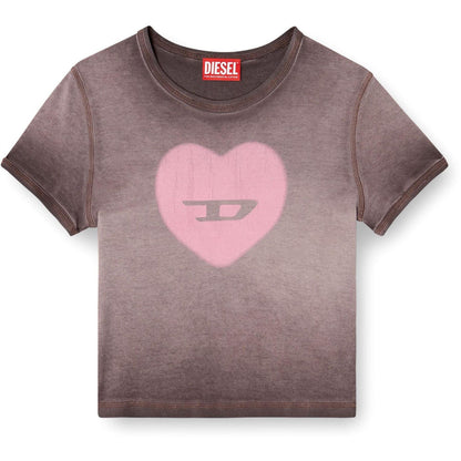 Black - Front - Diesel Womens-Ladies Heart Logo T-Shirt