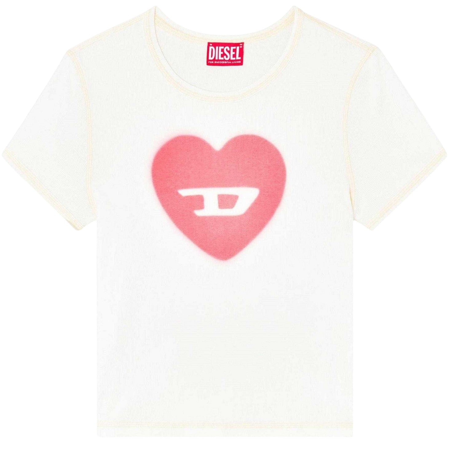 White - Front - Diesel Womens-Ladies Heart Logo T-Shirt