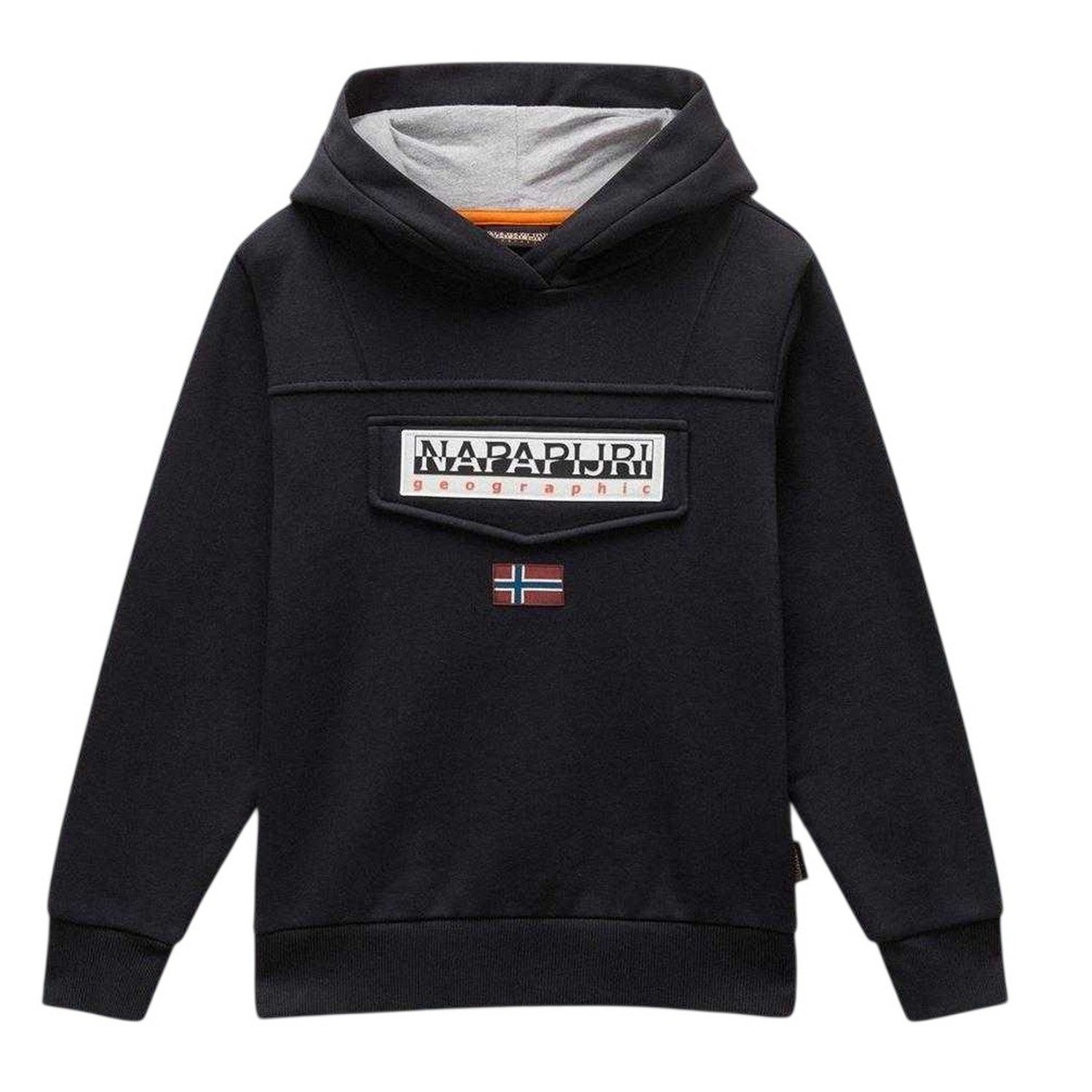 Black - Front - Napapijri Childrens-Kids Burgee Regular Hoodie