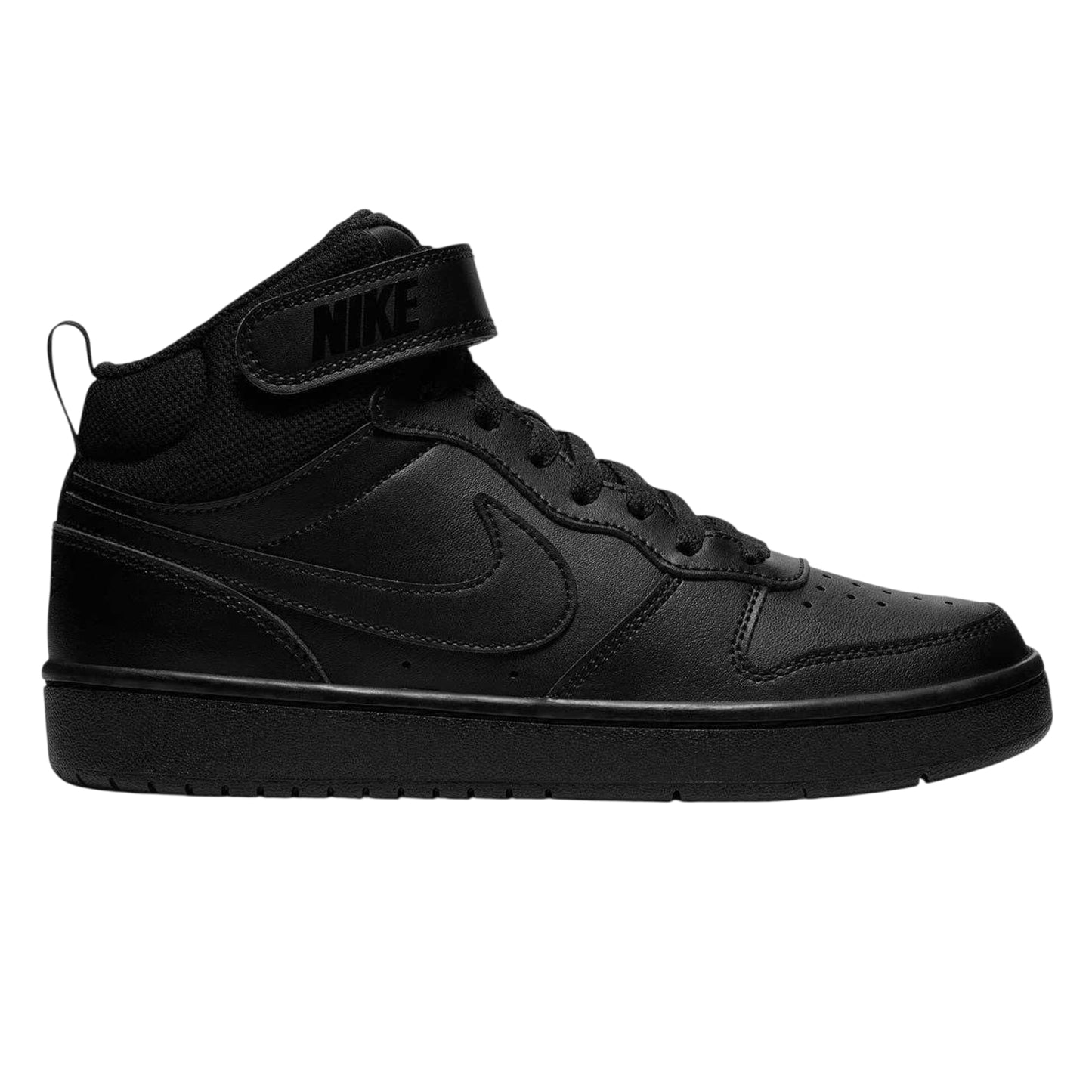 Triple Black - Front - Nike Boys Court Borough High-top Flat High Top Trainers
