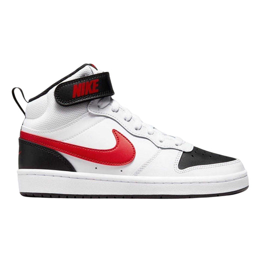 White-Black-Red - Front - Nike Boys Court Borough High-top Flat High Top Trainers