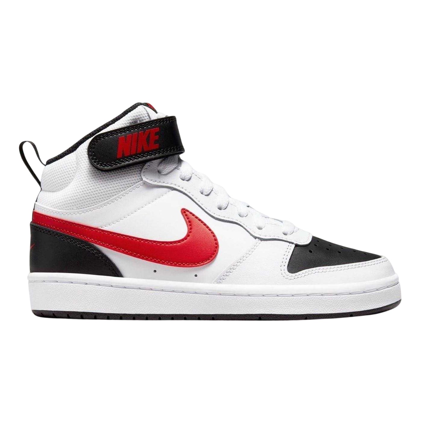 White-Black-Red - Front - Nike Boys Court Borough High-top Flat High Top Trainers