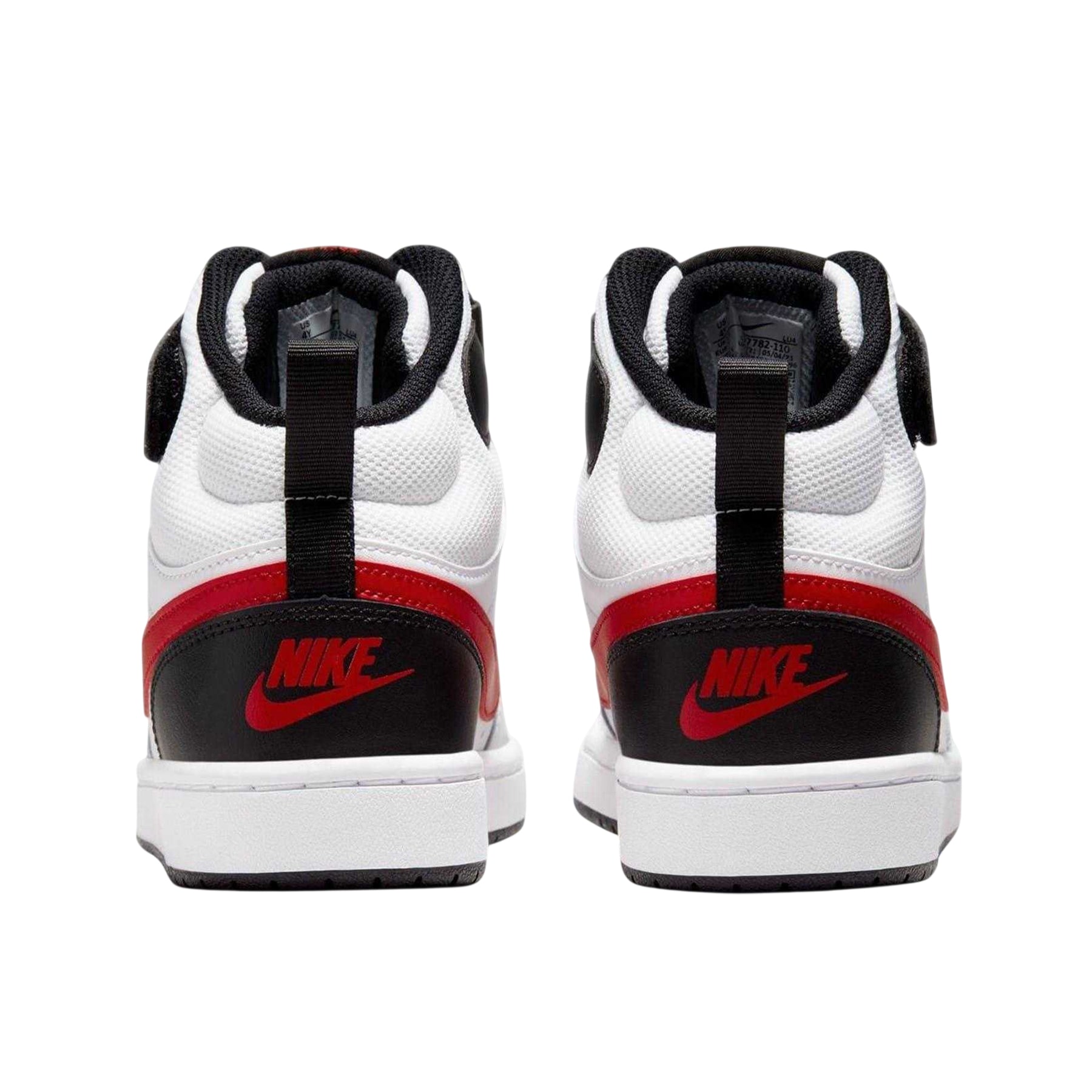 White-Black-Red - Back - Nike Boys Court Borough High-top Flat High Top Trainers