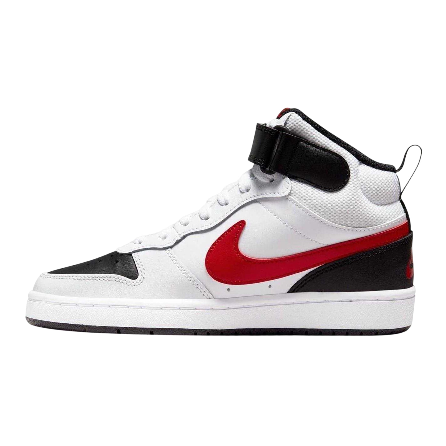 White-Black-Red - Side - Nike Boys Court Borough High-top Flat High Top Trainers