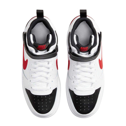 White-Black-Red - Lifestyle - Nike Boys Court Borough High-top Flat High Top Trainers