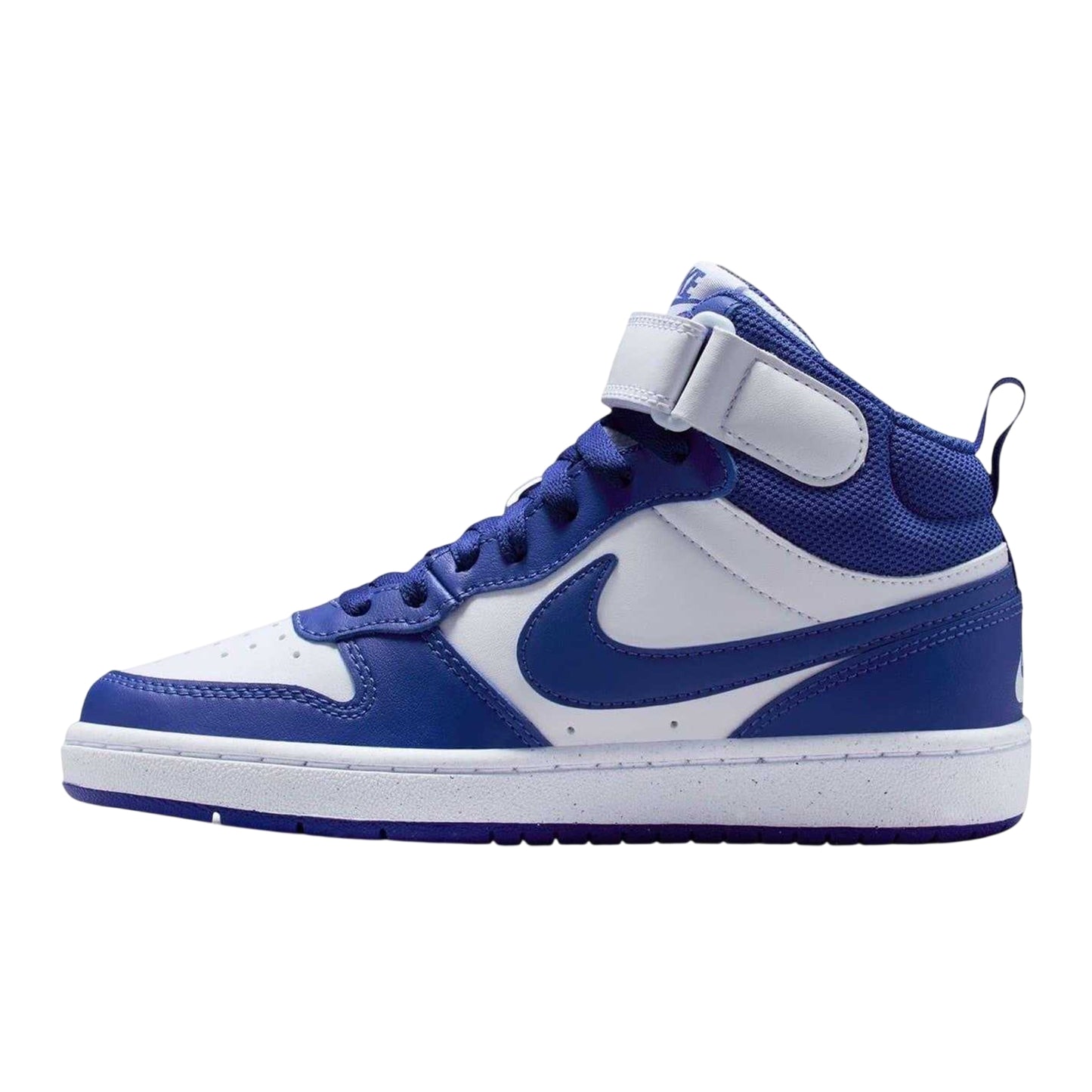 White-Blue - Side - Nike Boys Court Borough High-top Flat High Top Trainers