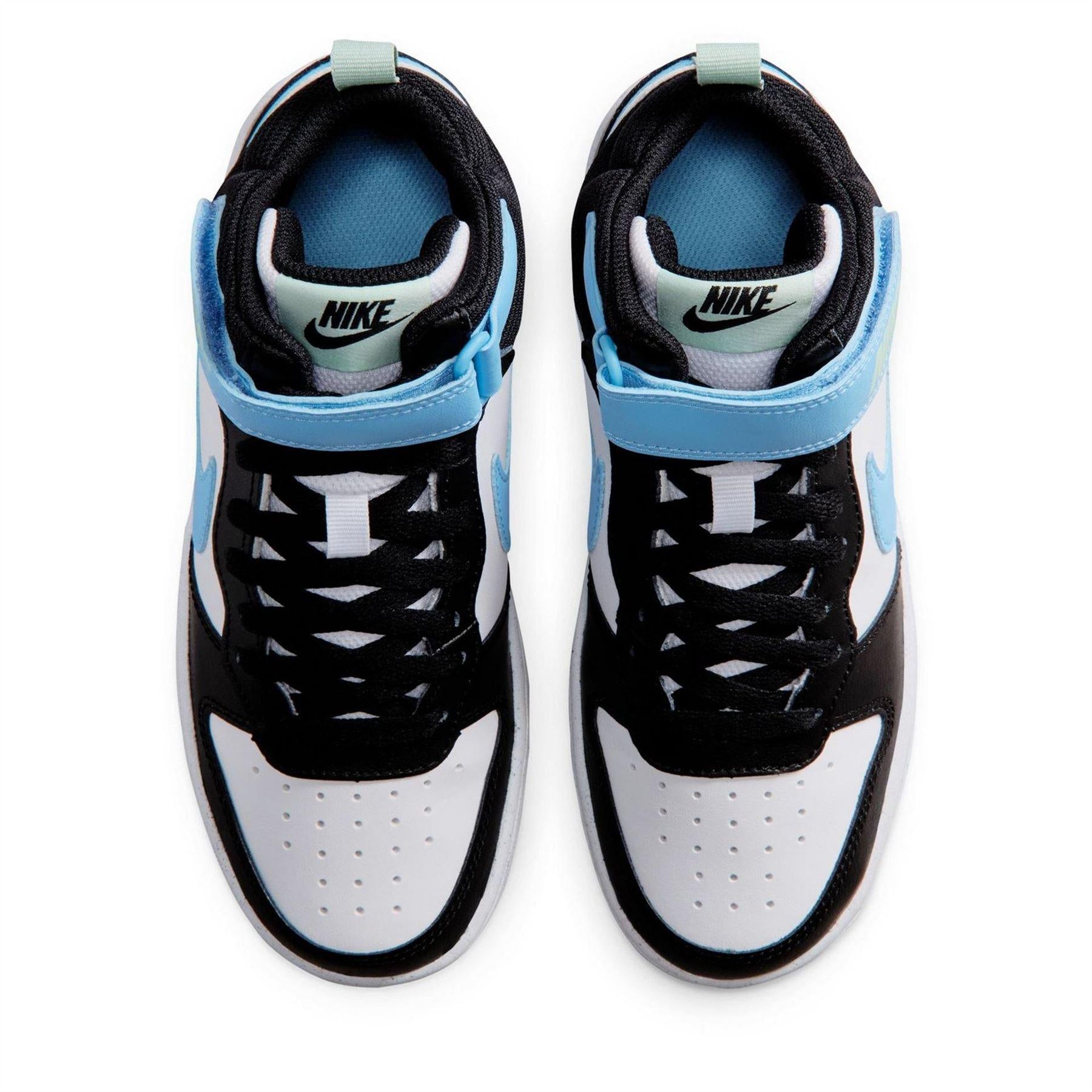 White-Blue-Black - Pack Shot - Nike Boys Court Borough High-top Flat High Top Trainers