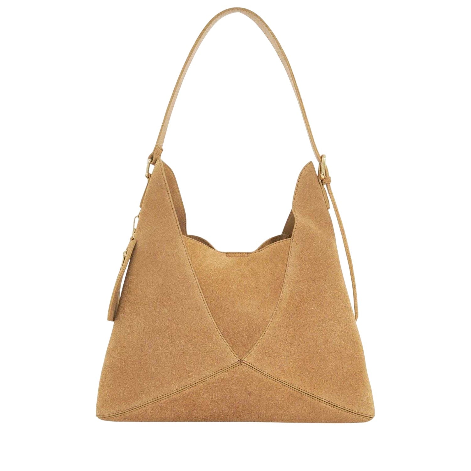 Tan - Side - Dune London Suede Shoulder Bag