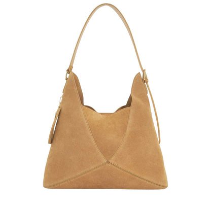 Tan - Side - Dune London Suede Shoulder Bag