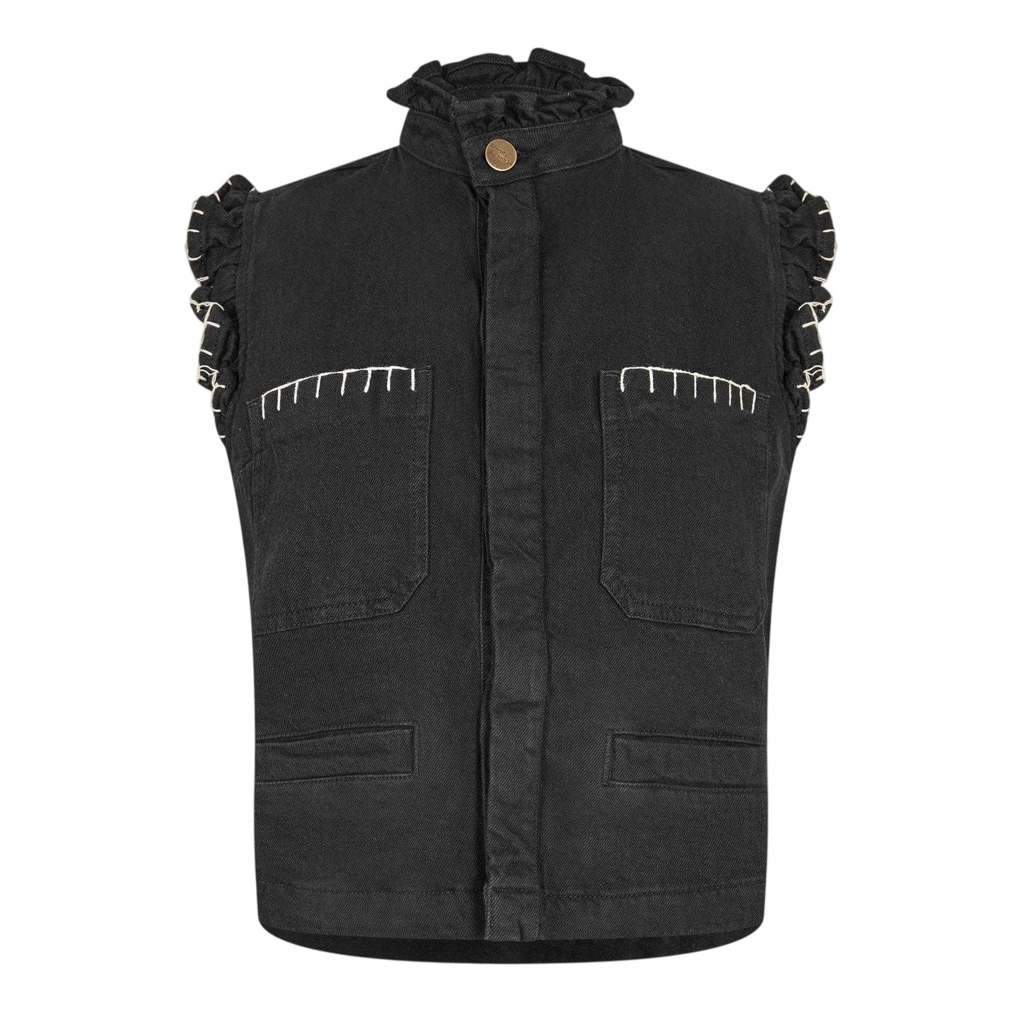 Black - Front - seventy + mochi Womens-Ladies Denim Contrast Stitch Waistcoat