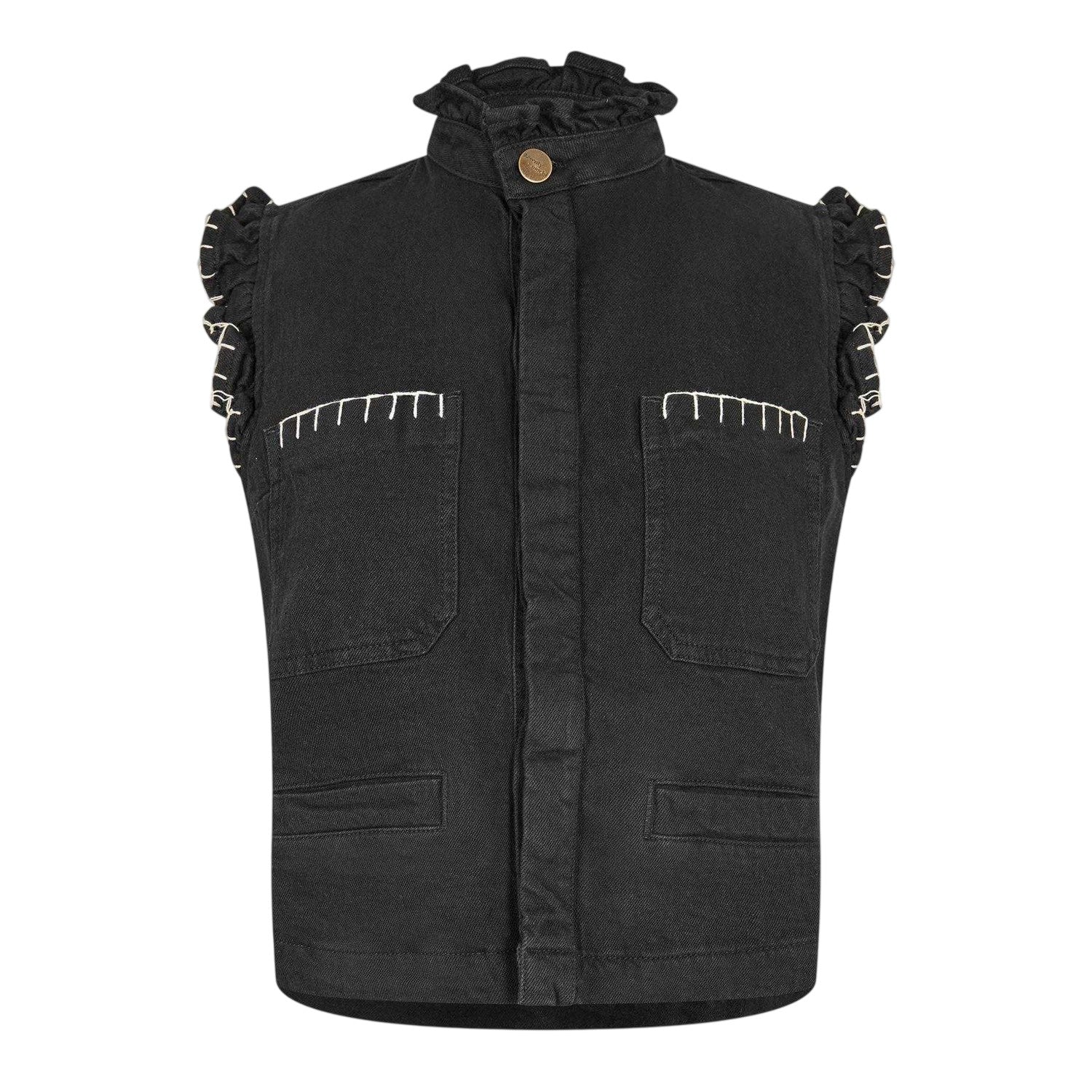 Black - Front - seventy + mochi Womens-Ladies Denim Contrast Stitch Waistcoat