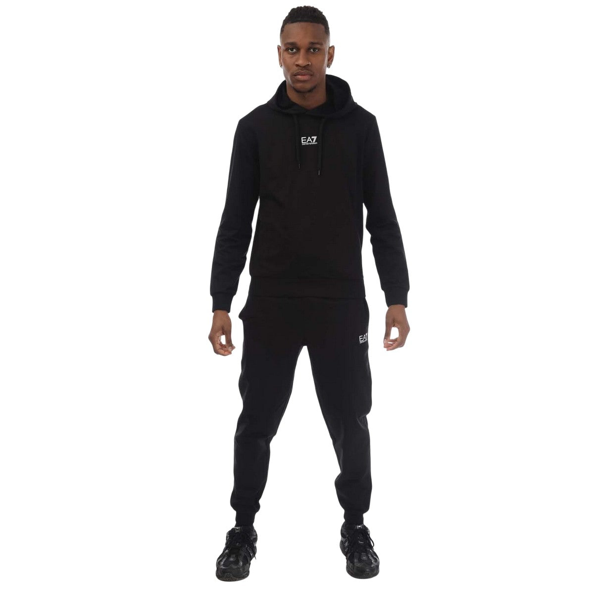Black - Front - Emporio Armani Mens Core Identity Cotton Tracksuit