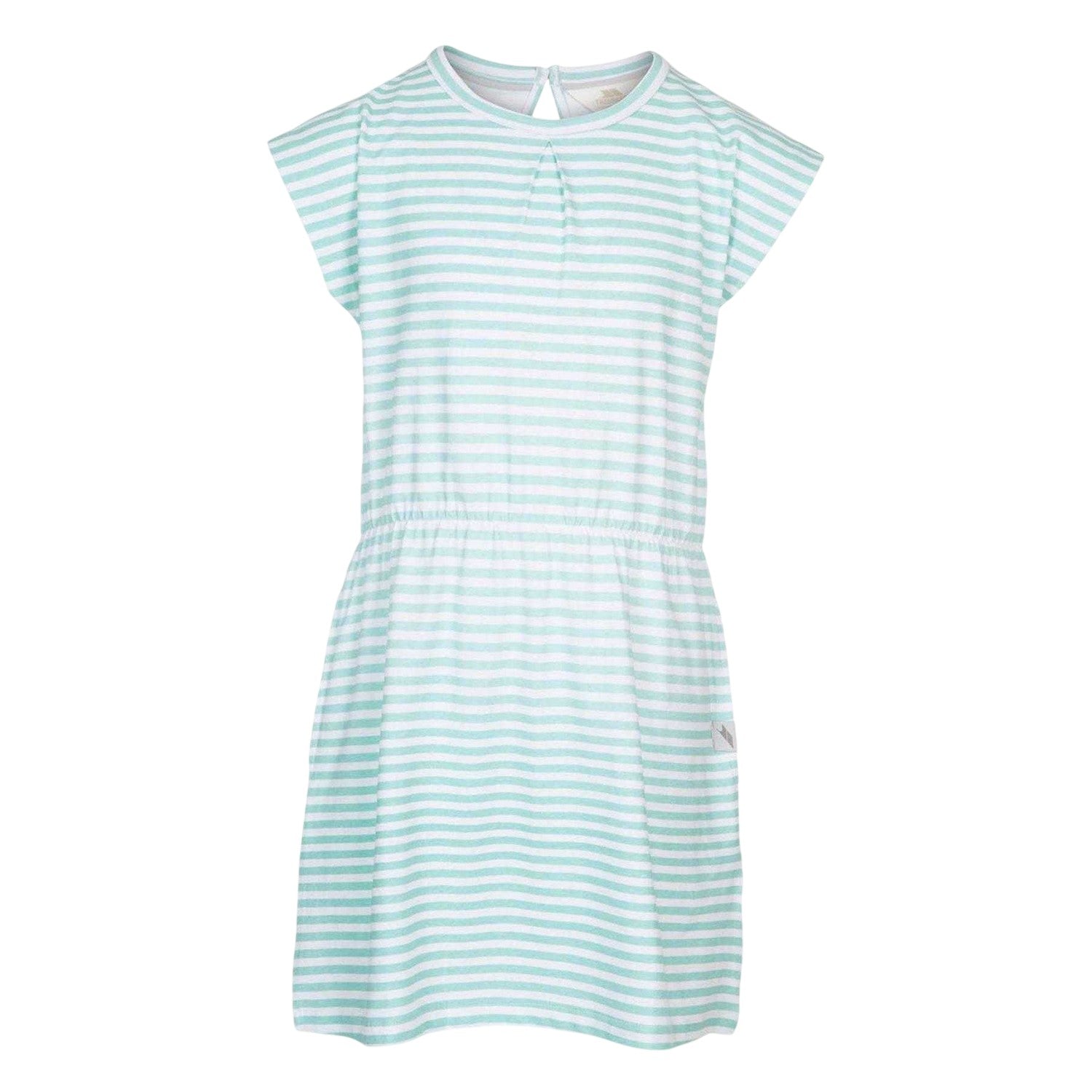 Green - Front - Trespass Girls Striped Short-Sleeved Dress