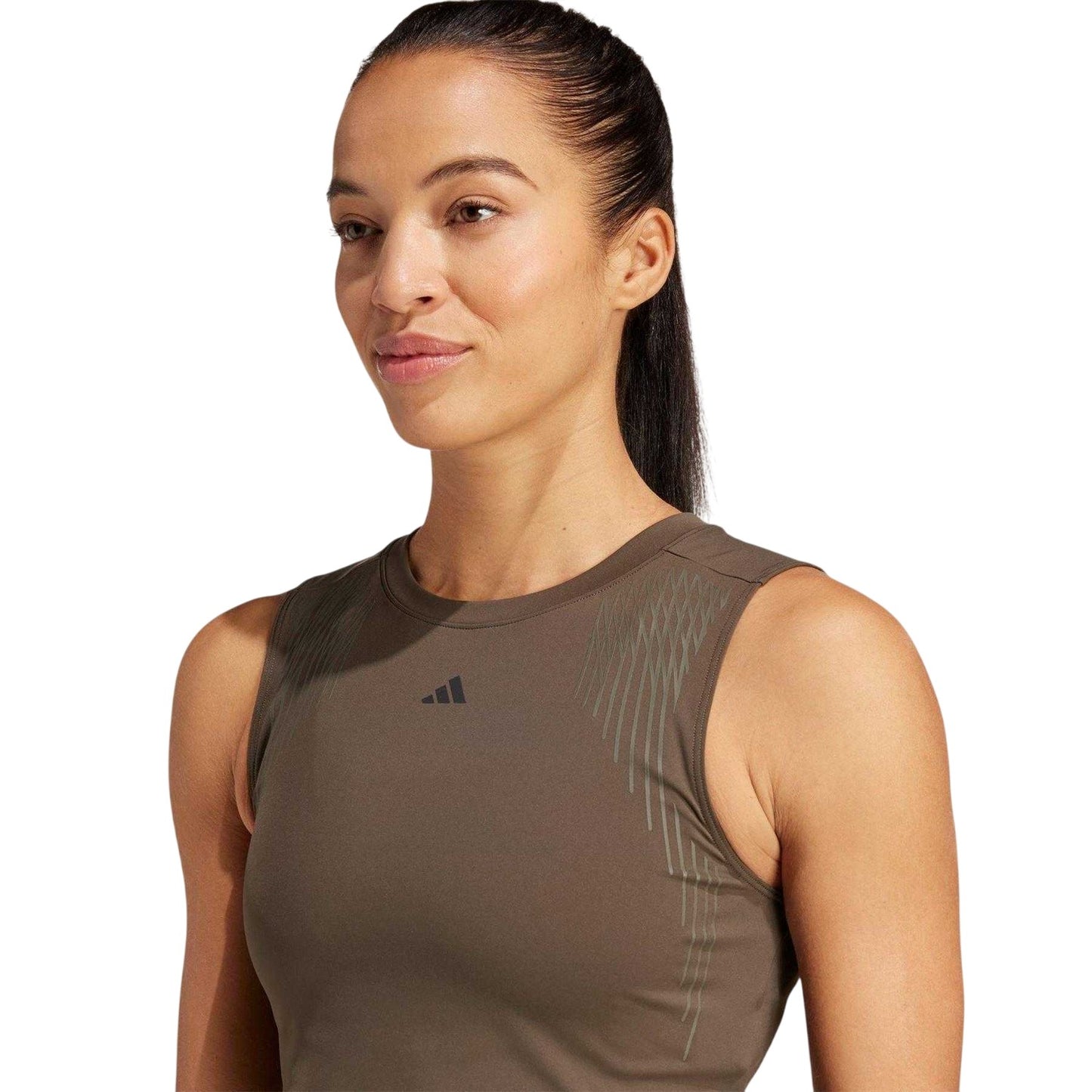 Shadow - Side - Adidas Womens-Ladies Pro Striped Cropped Tank Top