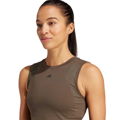 Shadow - Side - Adidas Womens-Ladies Pro Striped Cropped Tank Top